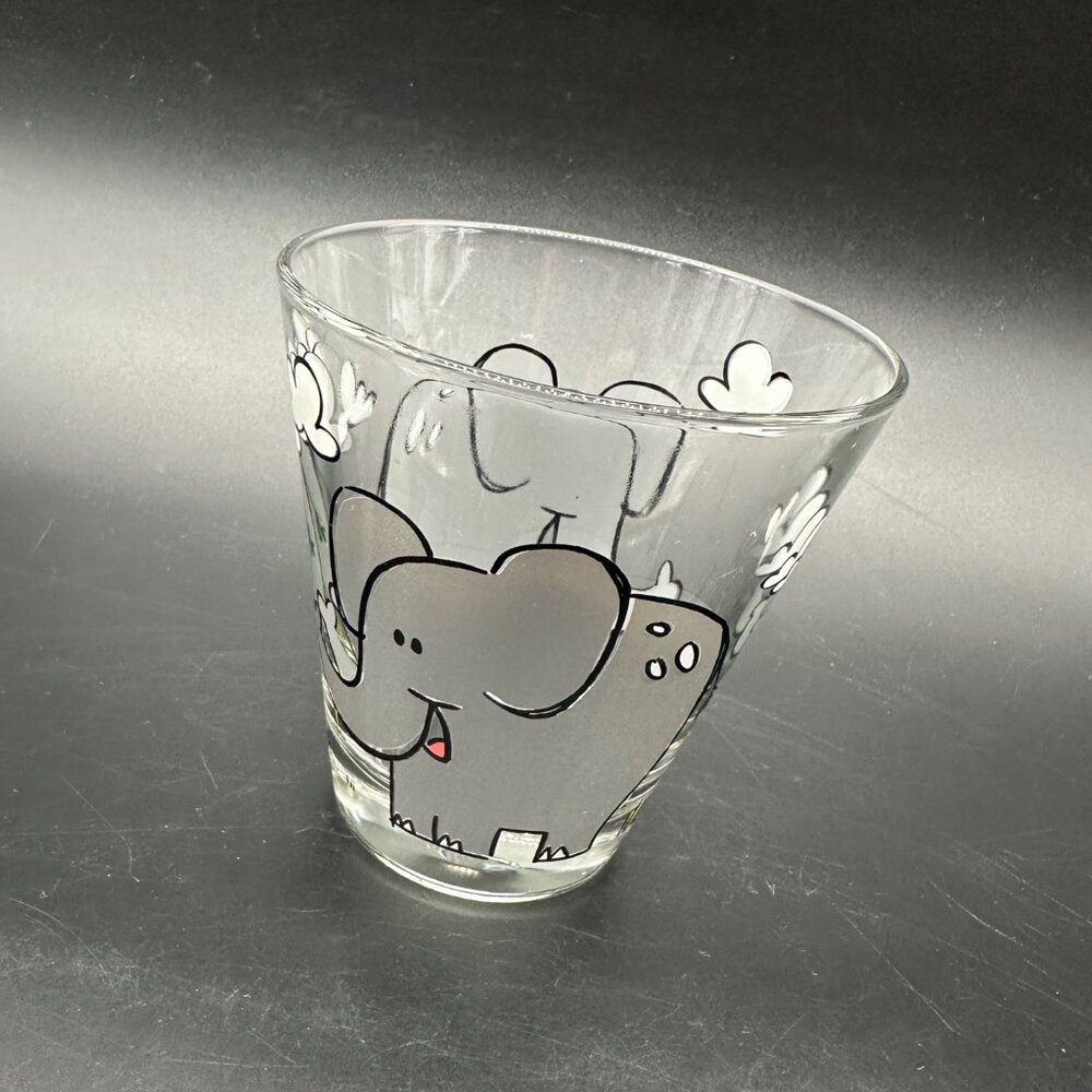 Childrens Cup Leonardo Bambini Elephant Glass 7 Oz Gray Kitschy Drinkware